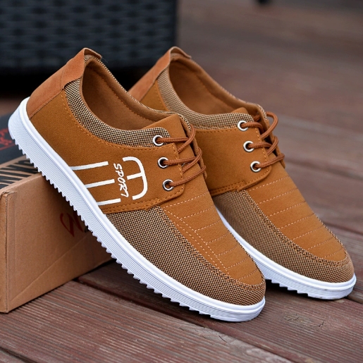 Mens Comfortable Breathable Canvas Sneakers Lace Up Non Slip Casual Running Sports Shoes