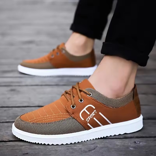 Mens Comfortable Breathable Canvas Sneakers Lace Up Non Slip Casual Running Sports Shoes