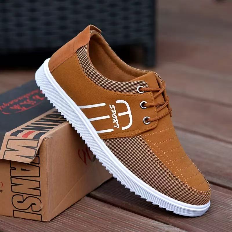 Mens Comfortable Breathable Canvas Sneakers Lace Up Non Slip Casual Running Sports Shoes