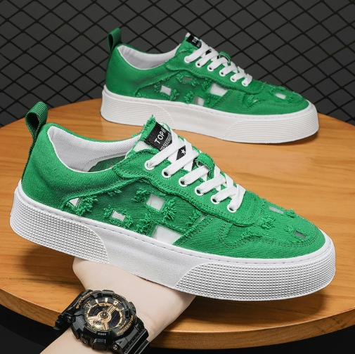 Mens Breathable Canvas Sneakers Fashion Lace Up Lightweight Casual Sports Shoes Men Sneakers