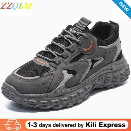 Mens Breathable Wear Resistant Lace Up Casual Running Sports Sneakers Anti Slip Lightweight Outsole