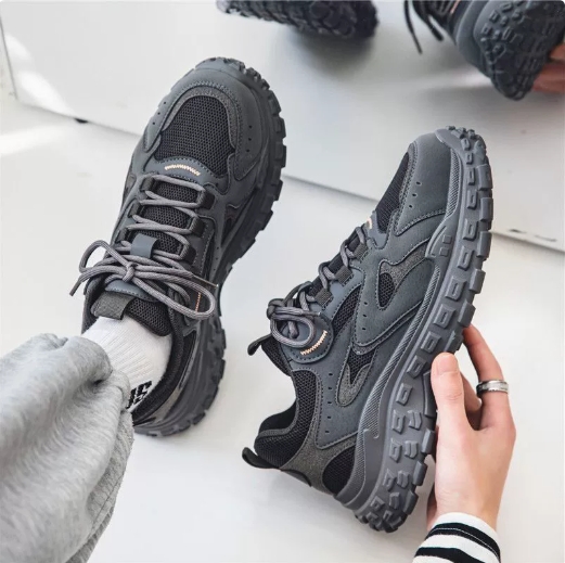 Mens Breathable Wear Resistant Lace Up Casual Running Sports Sneakers Anti Slip Lightweight Outsole