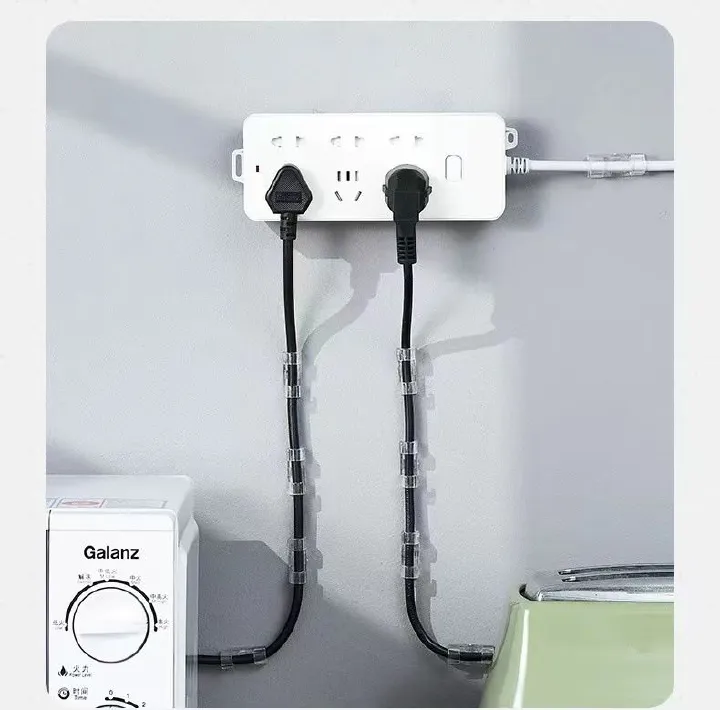 20 PCS Cable Clips, Strong Self Adhesive Cable Tidy Wire Clips, Adhesive Cable Management Wall Holder, Cord Organiser Clips for Home and Office - Transparent