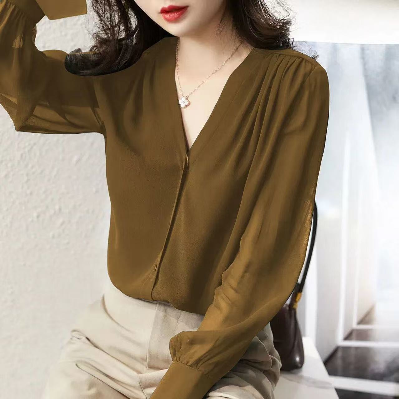 women blouse lady casual shirts girls casual long sleeve tops office lady top