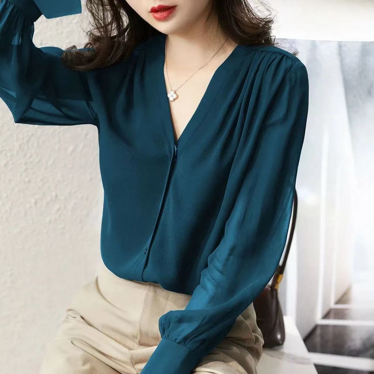 women blouse lady casual shirts girls casual long sleeve tops office lady top