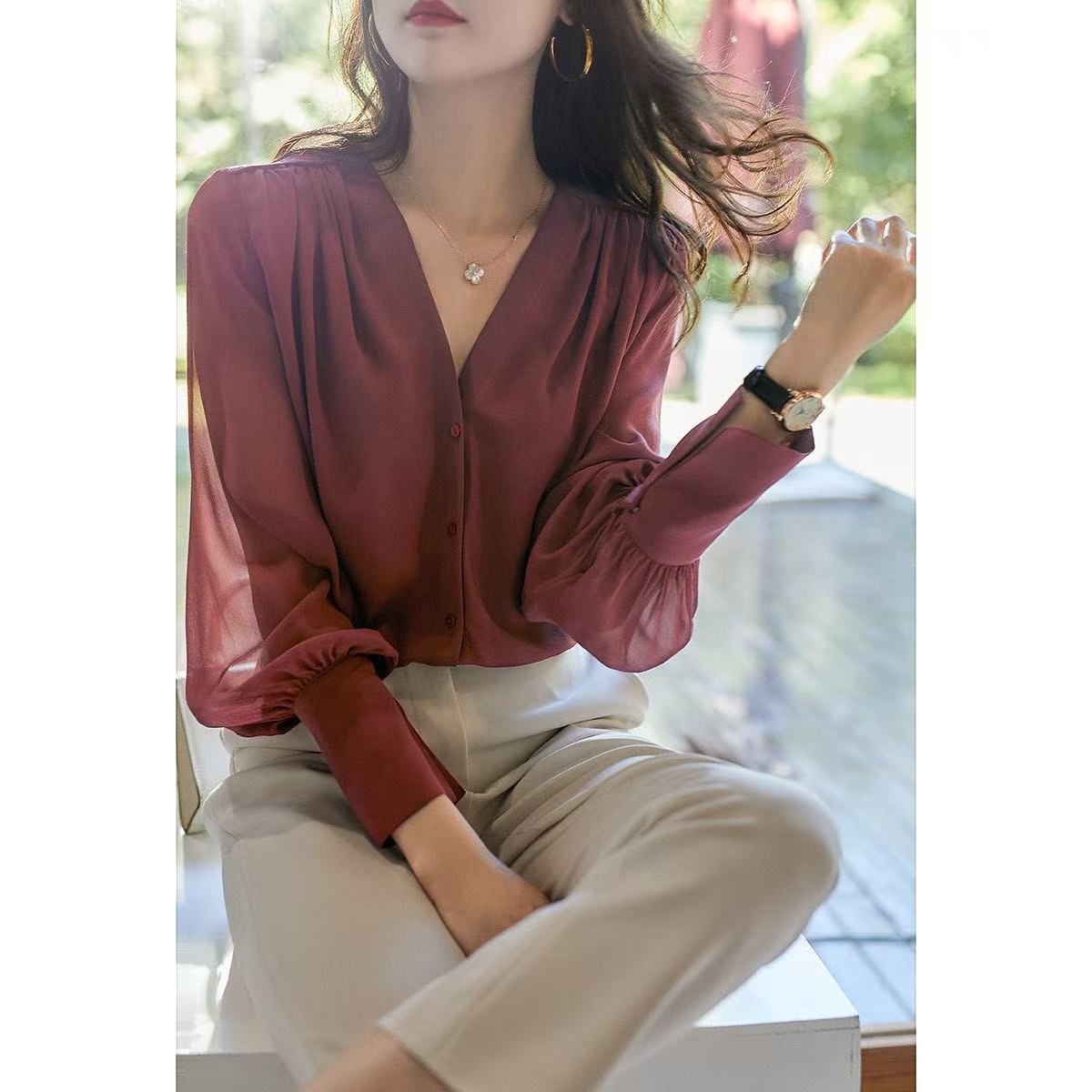 women blouse lady casual shirts girls casual long sleeve tops office lady top
