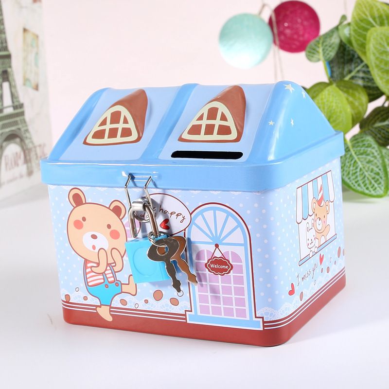 Piggy Bank Coin Money Savings Container Tin Box Cash Coins Saving Box money box Key Lock Piggy bank ATM bank penny bank  money saving box Children Kids Birthday Gifts child gift