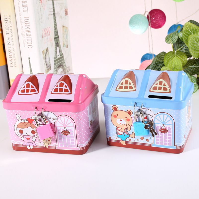 Piggy Bank Coin Money Savings Container Tin Box Cash Coins Saving Box money box Key Lock Piggy bank ATM bank penny bank  money saving box Children Kids Birthday Gifts child gift