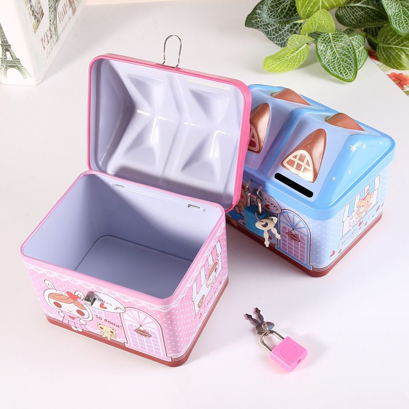 Piggy Bank Coin Money Savings Container Tin Box Cash Coins Saving Box money box Key Lock Piggy bank ATM bank penny bank  money saving box Children Kids Birthday Gifts child gift