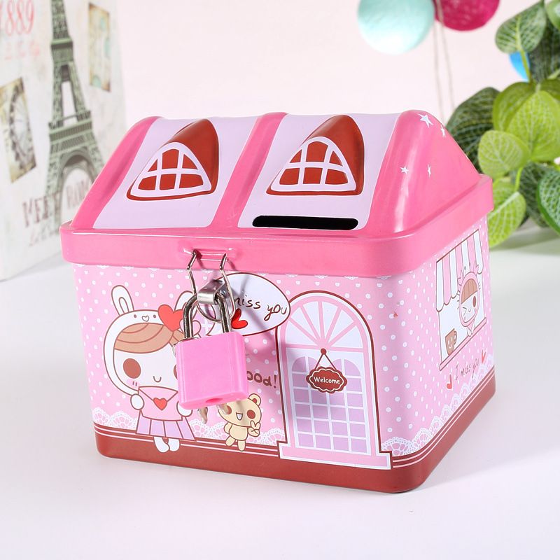 Piggy Bank Coin Money Savings Container Tin Box Cash Coins Saving Box money box Key Lock Piggy bank ATM bank penny bank  money saving box Children Kids Birthday Gifts child gift