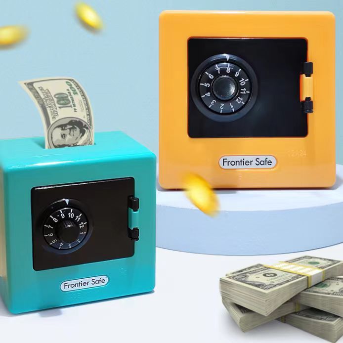 code lock Piggy Bank Coin Money Savings Container Tin Box Cash Coins Saving Box money box Key Lock Piggy bank ATM bank penny bank money saving box Children Kids Birthday Gifts child gift