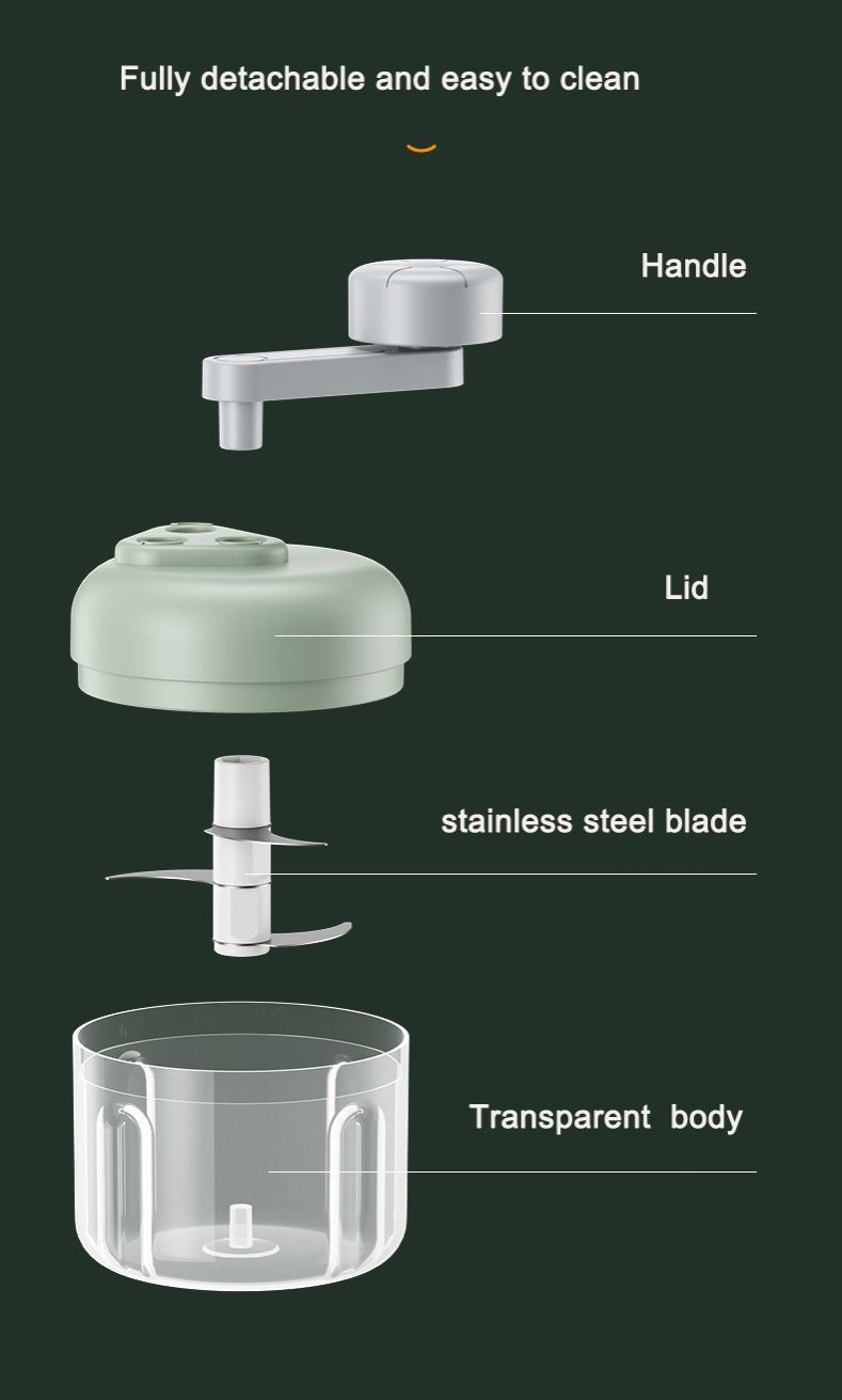 Kitchen Vegetables Blender garlic cutter chopper machine Mini Manual food meat vegetable garlic crusher grinder Hand-operated three-speed variable speed garlic puree