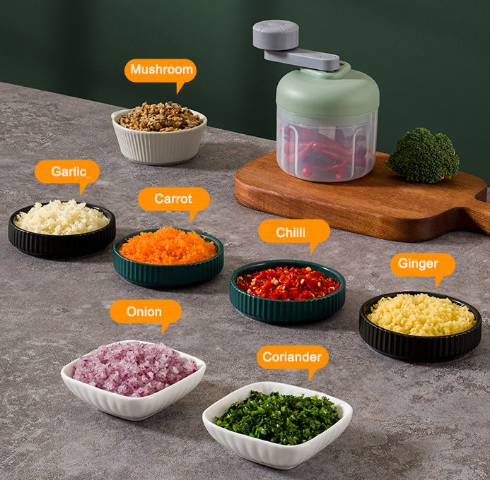 Kitchen Vegetables Blender garlic cutter chopper machine Mini Manual food meat vegetable garlic crusher grinder Hand-operated three-speed variable speed garlic puree