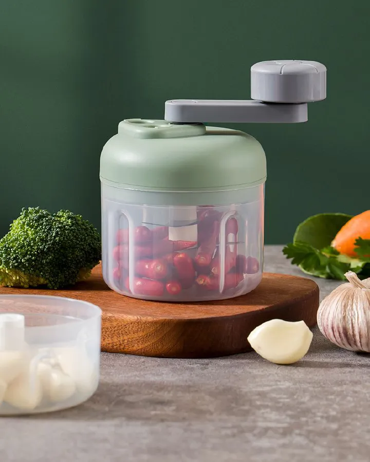 Kitchen Vegetables Blender garlic cutter chopper machine Mini Manual food meat vegetable garlic crusher grinder Hand-operated three-speed variable speed garlic puree