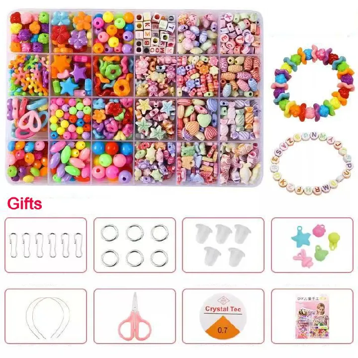 450 Pcs Beaded Jewelry Making Kit, Beads with Animal ,flower, star,snowflake,starfish,candy& love heart Preppy Hollow Beads for DIY Bracelets & Necklace Crafts hair clasp, Fantasy Themed Bead Set