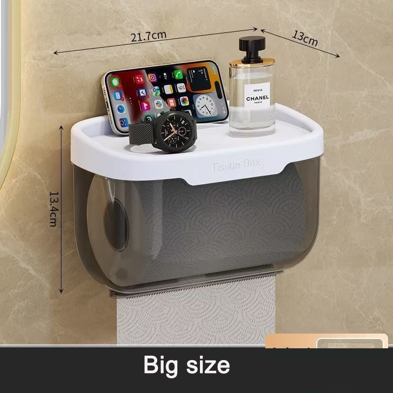 wall-mounted  toilet paper holder tissue holder with storage shelf tissue rack roll paper box for bathroom tissue box with shelf tissue storage case punch-free waterproof napkin shelf stuff