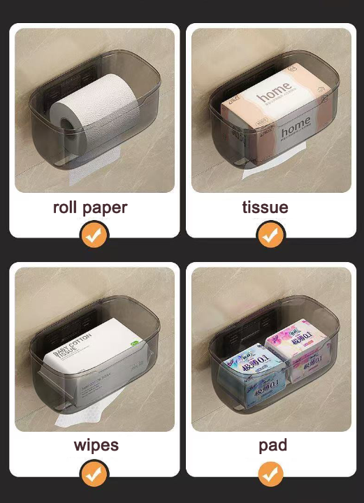 wall-mounted  toilet paper holder tissue holder with storage shelf tissue rack roll paper box for bathroom tissue box with shelf tissue storage case punch-free waterproof napkin shelf stuff
