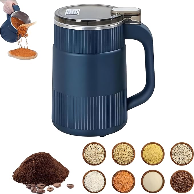 Spice Grinder 500ml, 200W Powerful Electric Coffee Bean Grinder with 8 Blades, Mini Home Grinder Smash Machine Spice Grinder Multi Function for Grain Nuts Seasoning Coffee Beans Spices