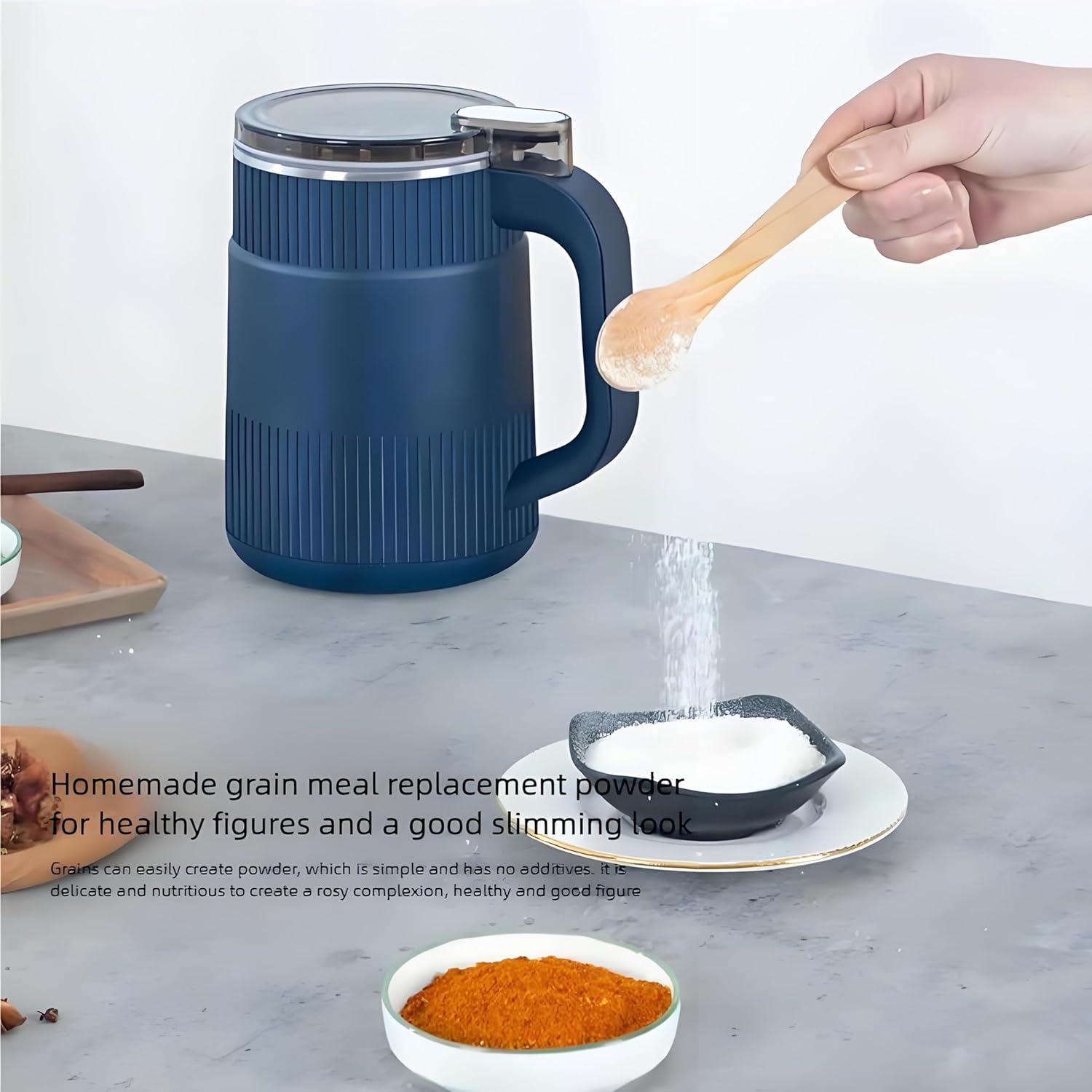 Spice Grinder 500ml, 200W Powerful Electric Coffee Bean Grinder with 8 Blades, Mini Home Grinder Smash Machine Spice Grinder Multi Function for Grain Nuts Seasoning Coffee Beans Spices