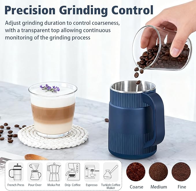 Spice Grinder 500ml, 200W Powerful Electric Coffee Bean Grinder with 8 Blades, Mini Home Grinder Smash Machine Spice Grinder Multi Function for Grain Nuts Seasoning Coffee Beans Spices