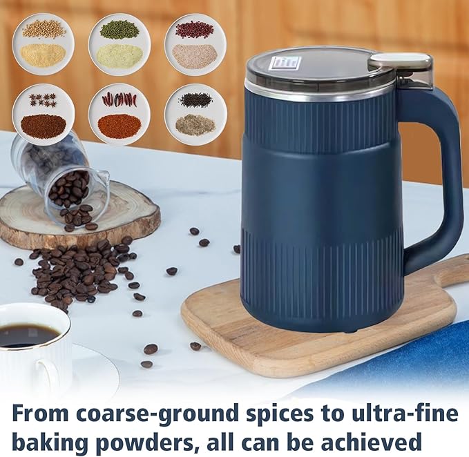 Spice Grinder 500ml, 200W Powerful Electric Coffee Bean Grinder with 8 Blades, Mini Home Grinder Smash Machine Spice Grinder Multi Function for Grain Nuts Seasoning Coffee Beans Spices