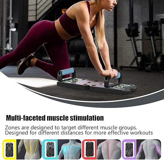 12 in 1 Portable  Fitness equipment Push-up Board set zonal training  Muscle Exercise Equipment  fitness gear  Pushup Workout Handles Non-Slip Design Home Strength Training for chest，shoulder，tricep