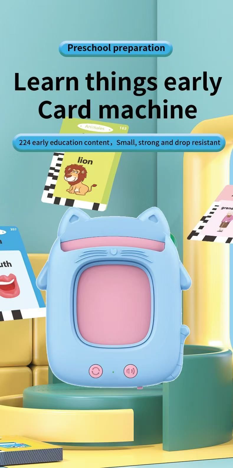 Electronic learning machine Talking Flash Cards for kids (224 Words Preschool Education card early education device Toys for Toddlers ，Learning Speech Sensory Toys for Toddlers Educational Toy