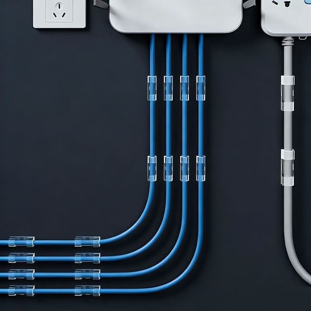 20 PCS Cable Clips, Strong Self Adhesive Cable Tidy Wire Clips, Adhesive Cable Management Wall Holder, Cord Organiser Clips for Home and Office - Transparent