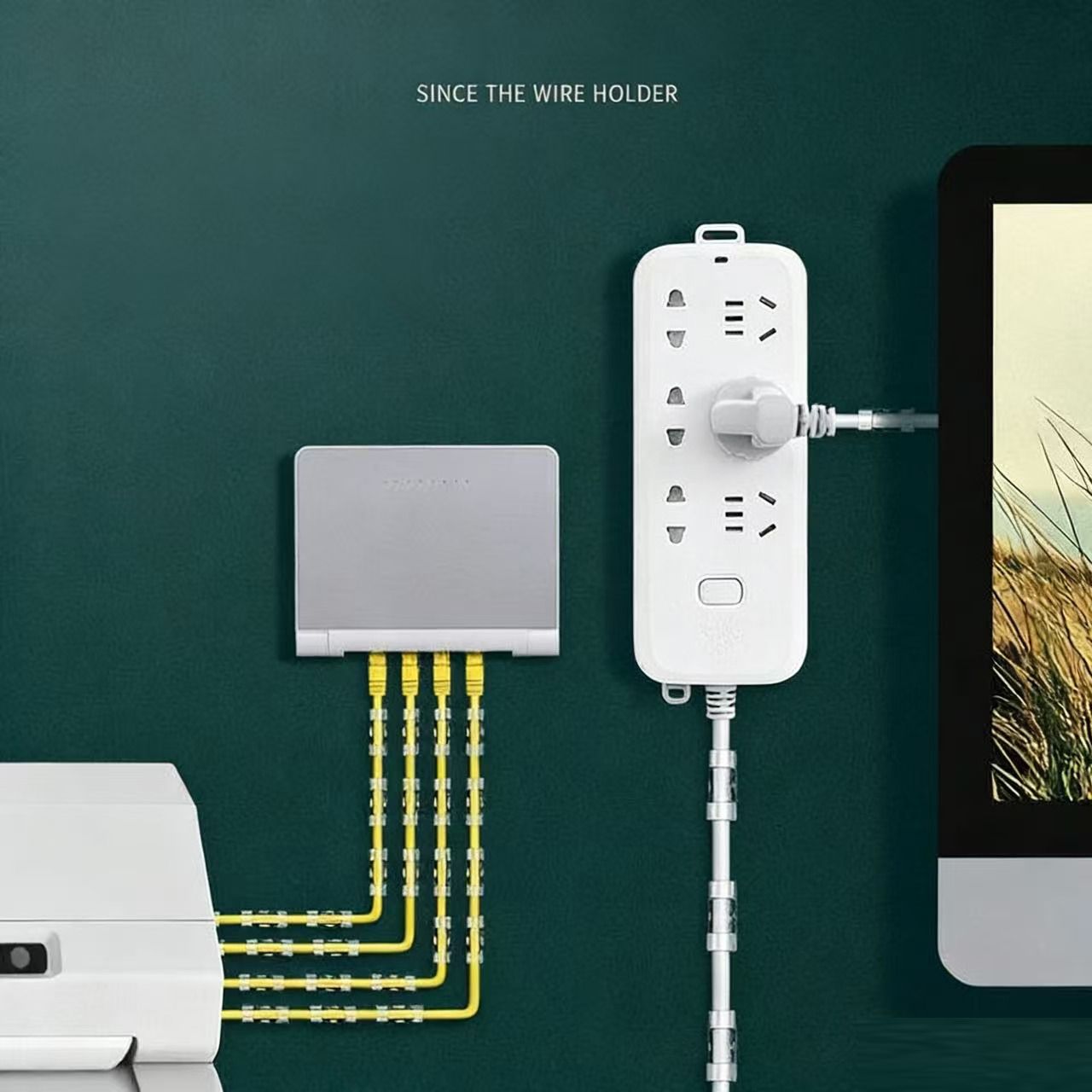 20 PCS Cable Clips, Strong Self Adhesive Cable Tidy Wire Clips, Adhesive Cable Management Wall Holder, Cord Organiser Clips for Home and Office - Transparent