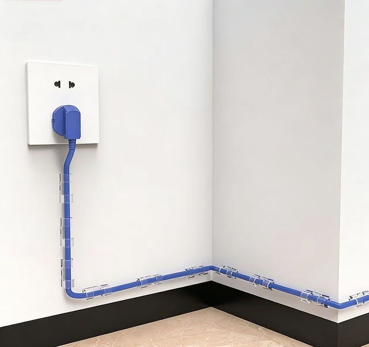 20 PCS Cable Clips, Strong Self Adhesive Cable Tidy Wire Clips, Adhesive Cable Management Wall Holder, Cord Organiser Clips for Home and Office - Transparent