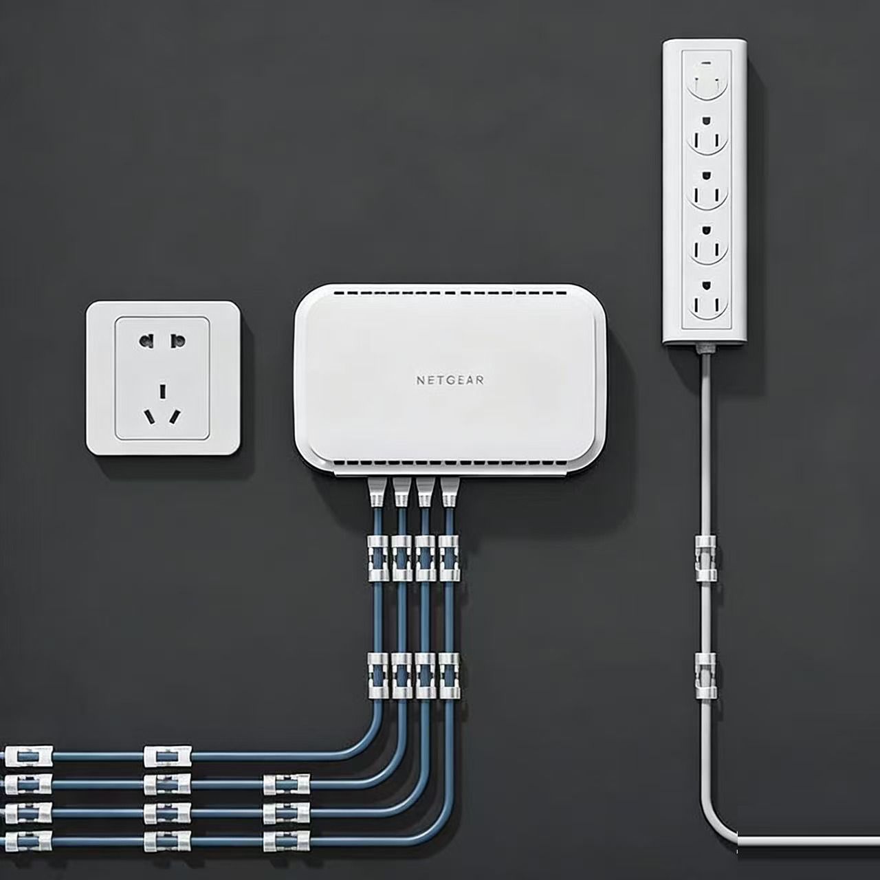 20 PCS Cable Clips, Strong Self Adhesive Cable Tidy Wire Clips, Adhesive Cable Management Wall Holder, Cord Organiser Clips for Home and Office - Transparent