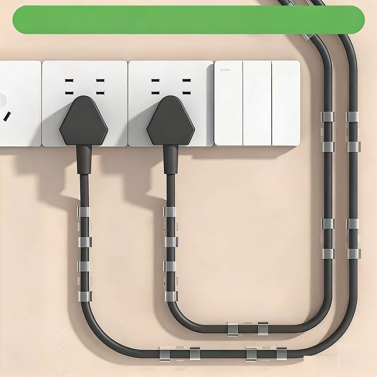 20 PCS Cable Clips, Strong Self Adhesive Cable Tidy Wire Clips, Adhesive Cable Management Wall Holder, Cord Organiser Clips for Home and Office - Transparent