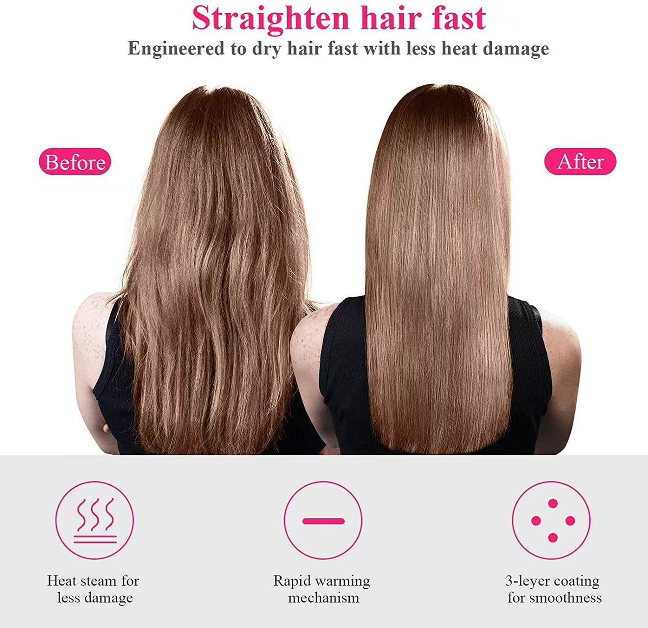 Hair Dryer Brush Blow Dry Brush Hairdryer & Hot Air Styler for Fast Drying & Styling for Frizz-Free Voluminous Blowouts - Anti-Frizz & Volume Boost for Smooth Bouncy household Hair  Dryer hair styling