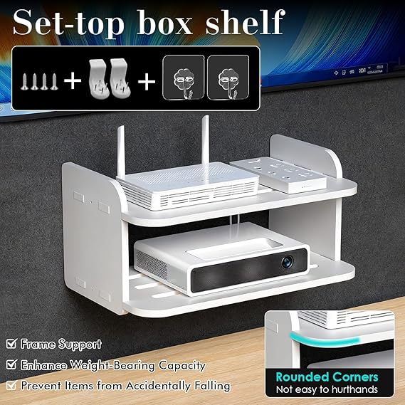 wifi router shelf wall mounted WiFi modem punch free storage box put modem set-top box  wall decorate TV set-top box placing rack wireless router organizer wall mounted shelves for DVD/Decoder/Player