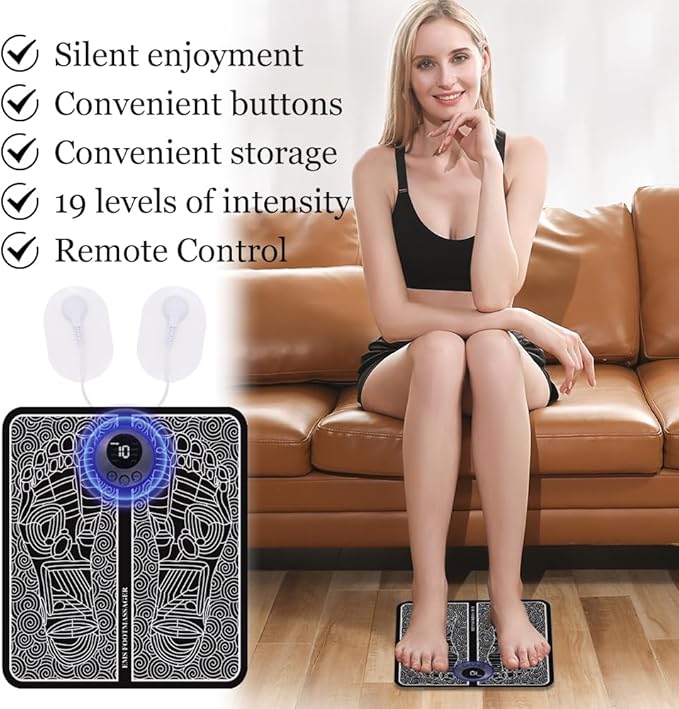 USB EMS Foot Massager Pad Portable Foot Care Massage Mat Pulse Muscle Stimulation Improve Blood Circulation Relieve Fatigue Relax Feet Footmassager Pad
