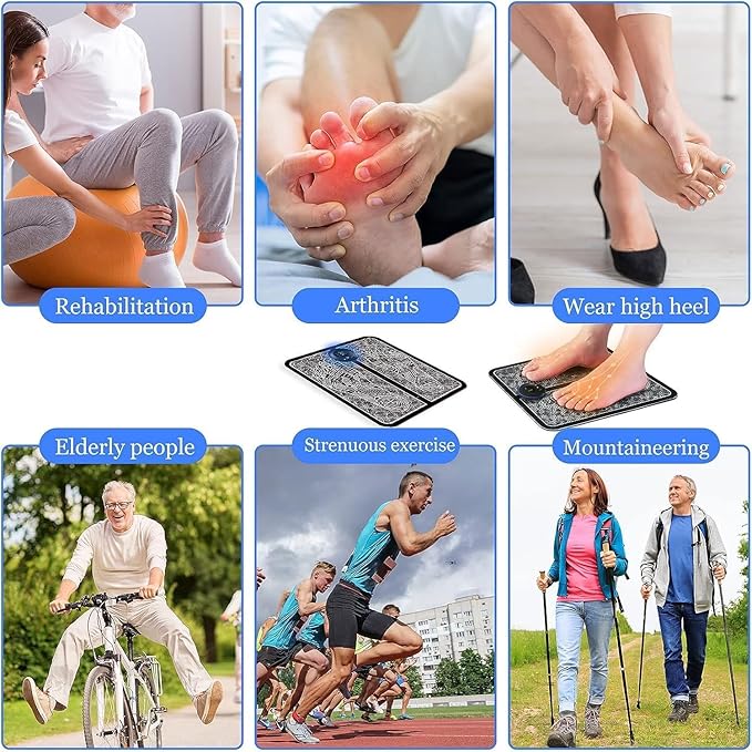 USB EMS Foot Massager Pad Portable Foot Care Massage Mat Pulse Muscle Stimulation Improve Blood Circulation Relieve Fatigue Relax Feet Footmassager Pad