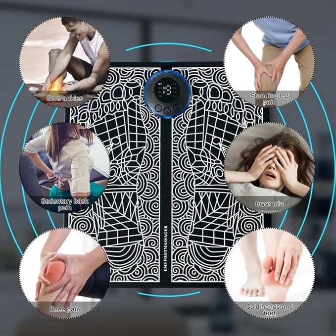 USB EMS Foot Massager Pad Portable Foot Care Massage Mat Pulse Muscle Stimulation Improve Blood Circulation Relieve Fatigue Relax Feet Footmassager Pad