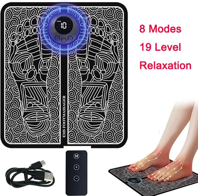USB EMS Foot Massager Pad Portable Foot Care Massage Mat Pulse Muscle Stimulation Improve Blood Circulation Relieve Fatigue Relax Feet Footmassager Pad