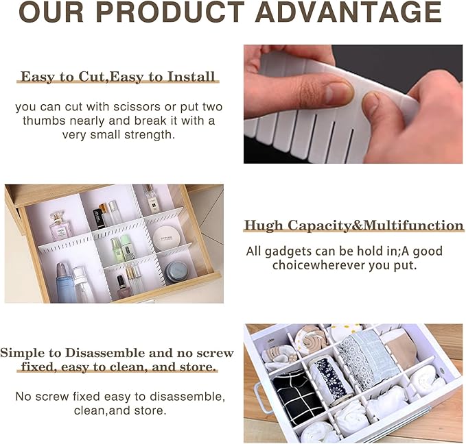 8pcs closet organizer wardrobe organizer kitchen storage office supplies storage drawer organization jewelry storage box adjustable drawer dividers makeup storage tray sock organizer cosmetics storage