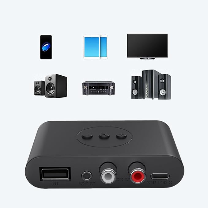 New Update Car Stereos,Audio Stereo Adapter  Bluetooth 5.3 Audio Receiver NFC U Flash Disk RCA 3.5mm AUX USB Stereo Music Wireless Adapter With Mic For Car Kit Speaker Amplifier Home Use