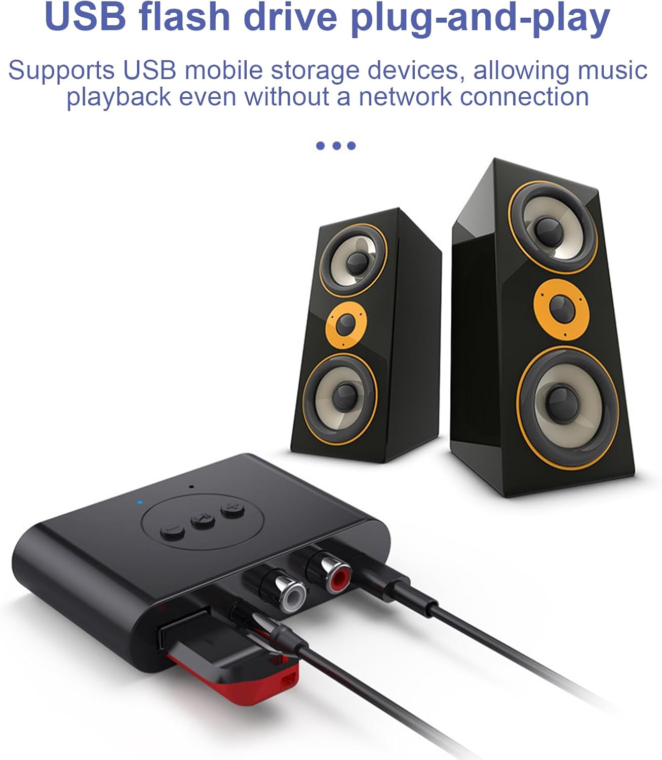 New Update Car Stereos,Audio Stereo Adapter  Bluetooth 5.3 Audio Receiver NFC U Flash Disk RCA 3.5mm AUX USB Stereo Music Wireless Adapter With Mic For Car Kit Speaker Amplifier Home Use