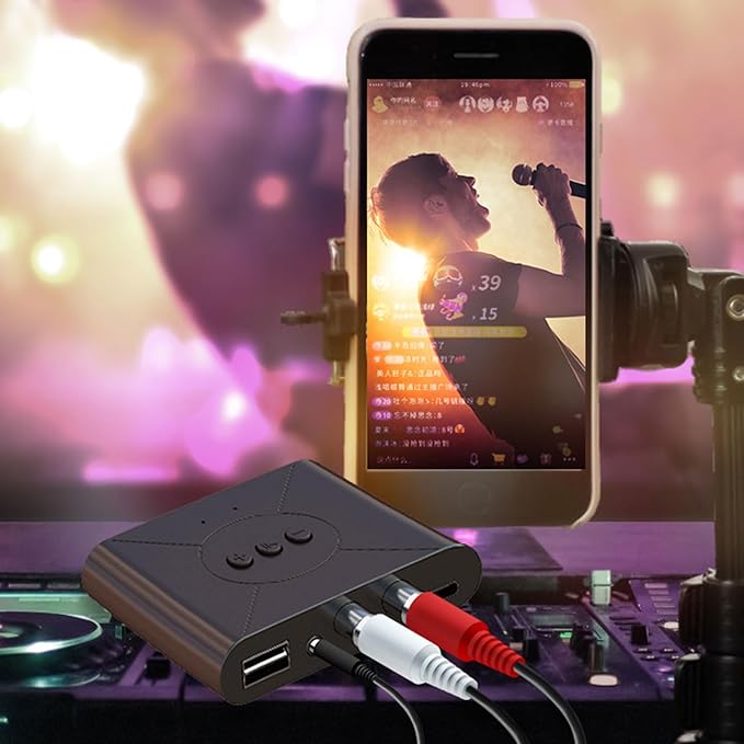 New Update Car Stereos,Audio Stereo Adapter  Bluetooth 5.3 Audio Receiver NFC U Flash Disk RCA 3.5mm AUX USB Stereo Music Wireless Adapter With Mic For Car Kit Speaker Amplifier Home Use