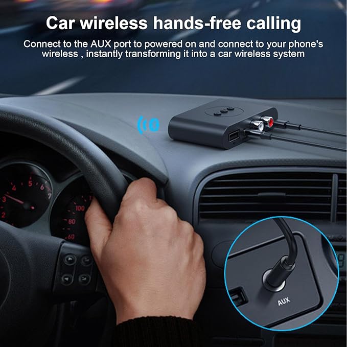 New Update Car Stereos,Audio Stereo Adapter  Bluetooth 5.3 Audio Receiver NFC U Flash Disk RCA 3.5mm AUX USB Stereo Music Wireless Adapter With Mic For Car Kit Speaker Amplifier Home Use