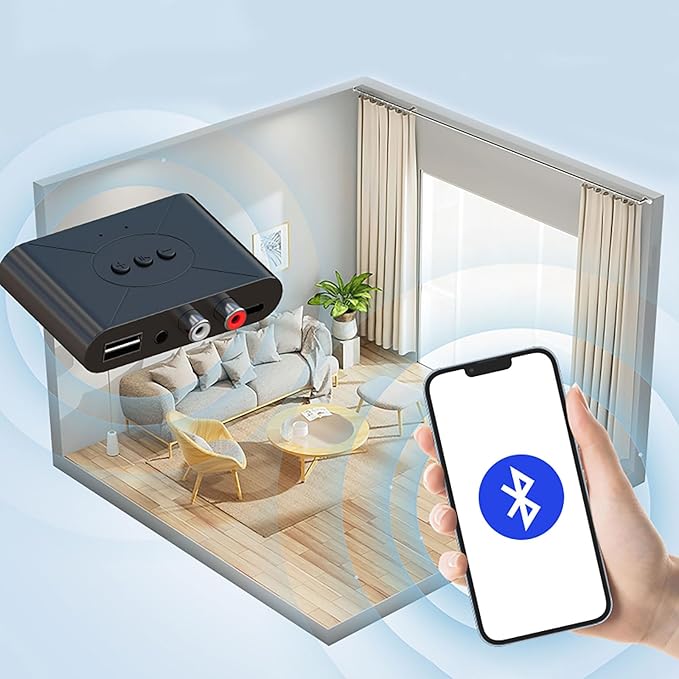 New Update Car Stereos,Audio Stereo Adapter  Bluetooth 5.3 Audio Receiver NFC U Flash Disk RCA 3.5mm AUX USB Stereo Music Wireless Adapter With Mic For Car Kit Speaker Amplifier Home Use