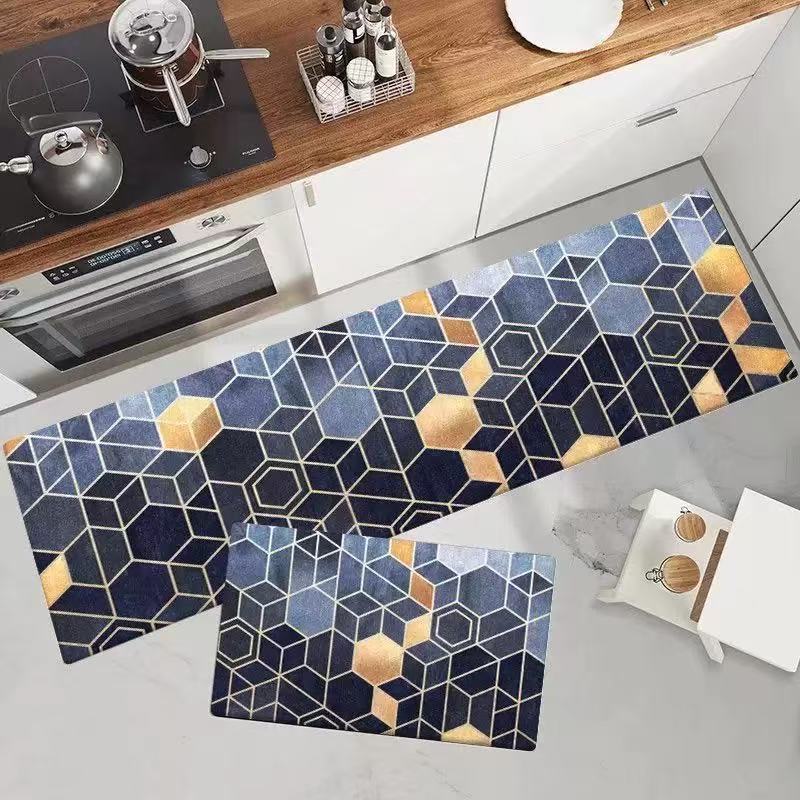 Kitchen Rugs Set 2 pcs  Non Slip Kitchen Mat Rubber Backing Mat Slip Kitchen Mats and Rugs Waterproof Kitchen Rug Ergonomic Comfort Standing Mat