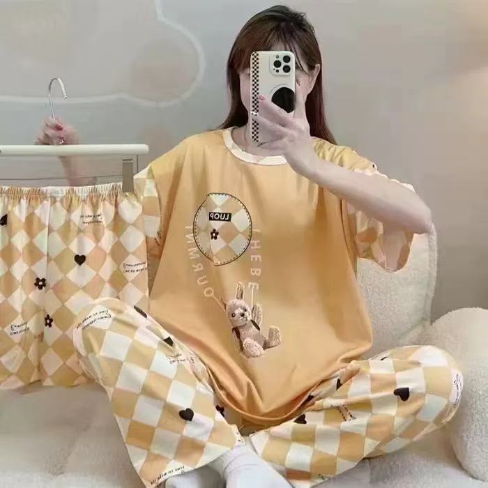 3 PCS  pyjamas Pajamas for Women Set Short Sleeve Pajama Sets Floral Pj Sets Soft Sleepwear Women Sleepwear Sleep Shirt and Long Pants with Shorts Pajam nightwear nightgown