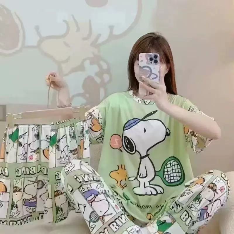 3 PCS  pyjamas Pajamas for Women Set Short Sleeve Pajama Sets Floral Pj Sets Soft Sleepwear Women Sleepwear Sleep Shirt and Long Pants with Shorts Pajam nightwear nightgown