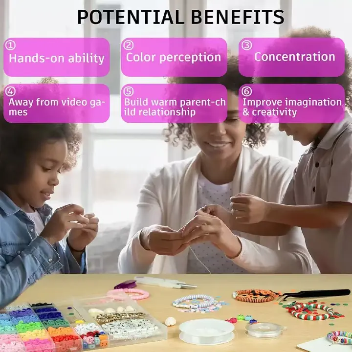 Educational toy DIY toys Clay Beads for Bracelet Making set, seed beads DIY beaded Jewelry making kit waist beads present for the kiddos Craft Kit Bracelet Making Kit gift for girl women