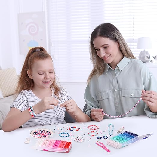 Educational toy DIY toys Clay Beads for Bracelet Making set, seed beads DIY beaded Jewelry making kit waist beads present for the kiddos Craft Kit Bracelet Making Kit gift for girl women