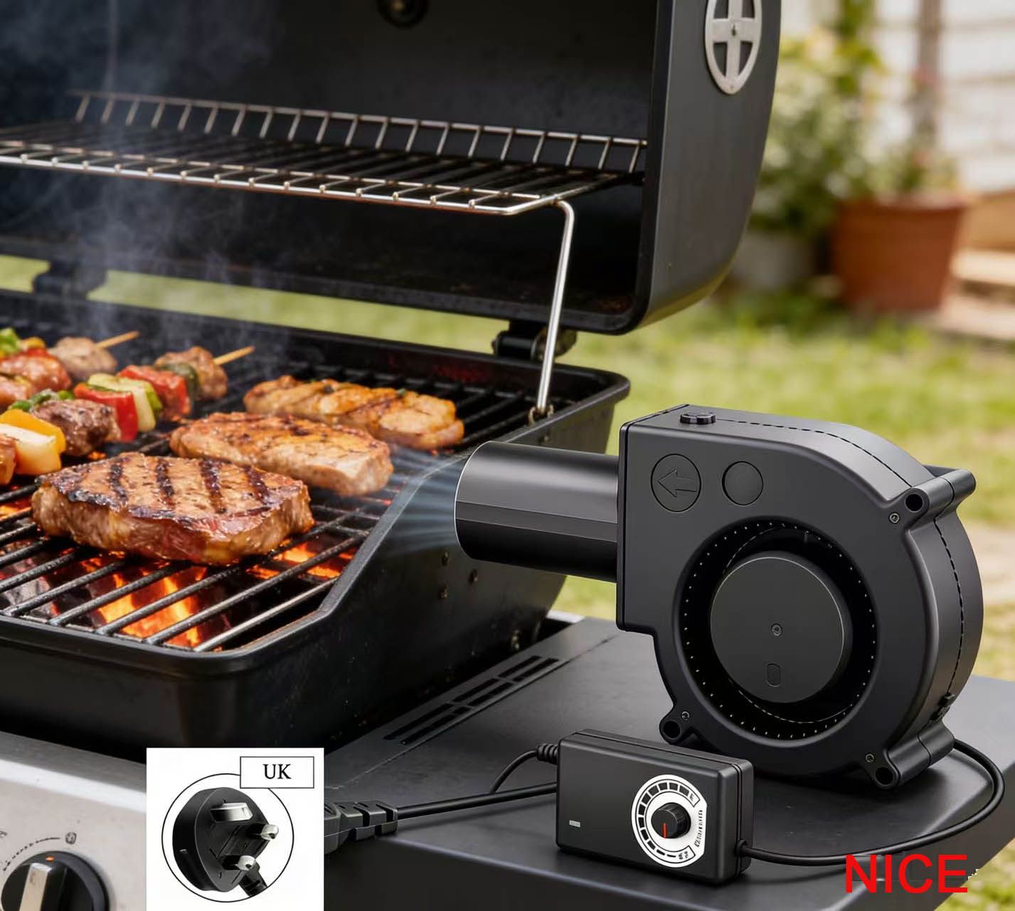 Barbecue Tools Turbo Blower with Adjustable Speed Cooking Tool Handheld Barbecue Blower Camping Air Blower Cooking Speed Controller Outdoor Portable Machine Barbecue Fan with Small Blast Engine